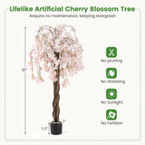 Árbol artificial de flor de cerezo de 5.5 pies de altura con flores rosas/blancas, 1 unidad