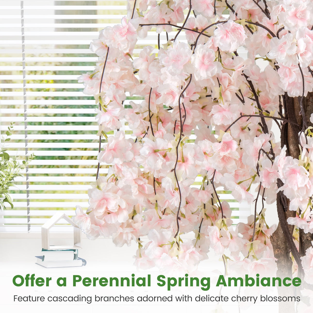 Árbol artificial de flor de cerezo de 5.5 pies de altura con flores rosas/blancas, 1 unidad