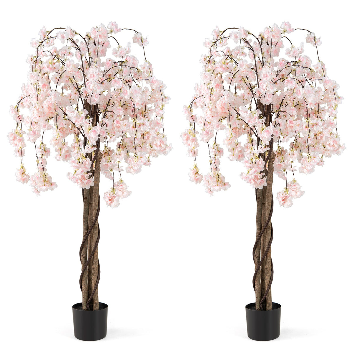 5.5 FT Tall Artificial Cherry Blossom Tree with Pink/White Flowers 2 Pack