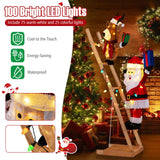 5.5 Feet Christmas Lighted Reindeer and Santa Claus on Ladder with 100 LED Lights