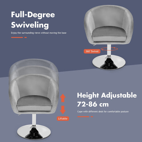 Taburete de Maquillaje Giratorio 360 Grados Silla Decorativa con Respaldo Redondo y Base Metálica