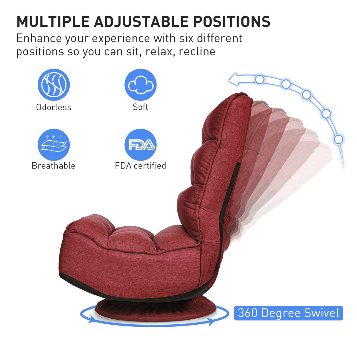 Silla de juego plegable de suelo de 5 posiciones