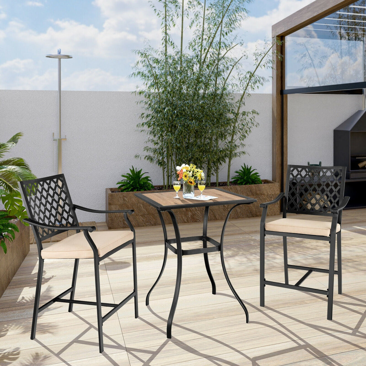 Mesa de bar cuadrada para patio/jardín