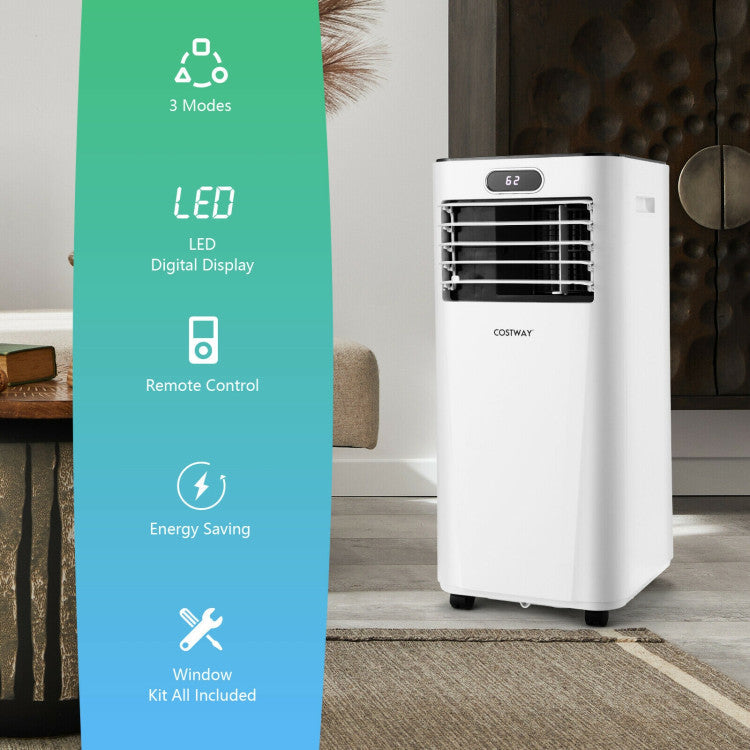 Acondicionador de aire portátil 3 en 1 de 8000 BTU con control remoto