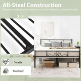 Estructura de cama de metal individual/matrimonial/Queen con cabecera y piecera
