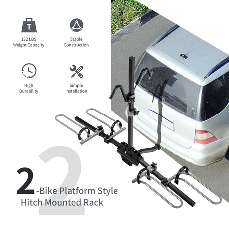 Portabicicletas de enganche para 2 bicicletas, para receptores de 1-1/4 o 2 pulgadas - Negro