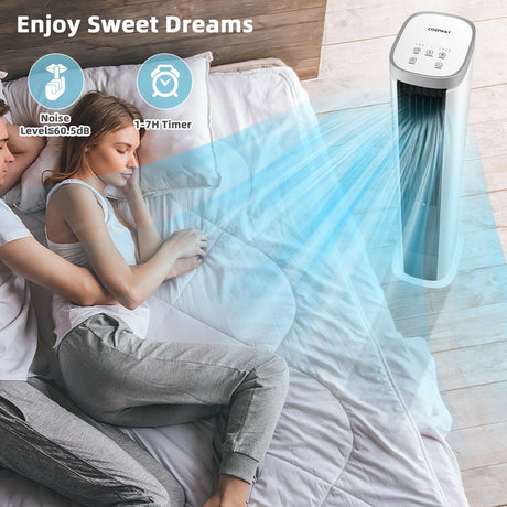 Enfriador de aire evaporativo portátil 3 en 1 con temporizador - Blanco