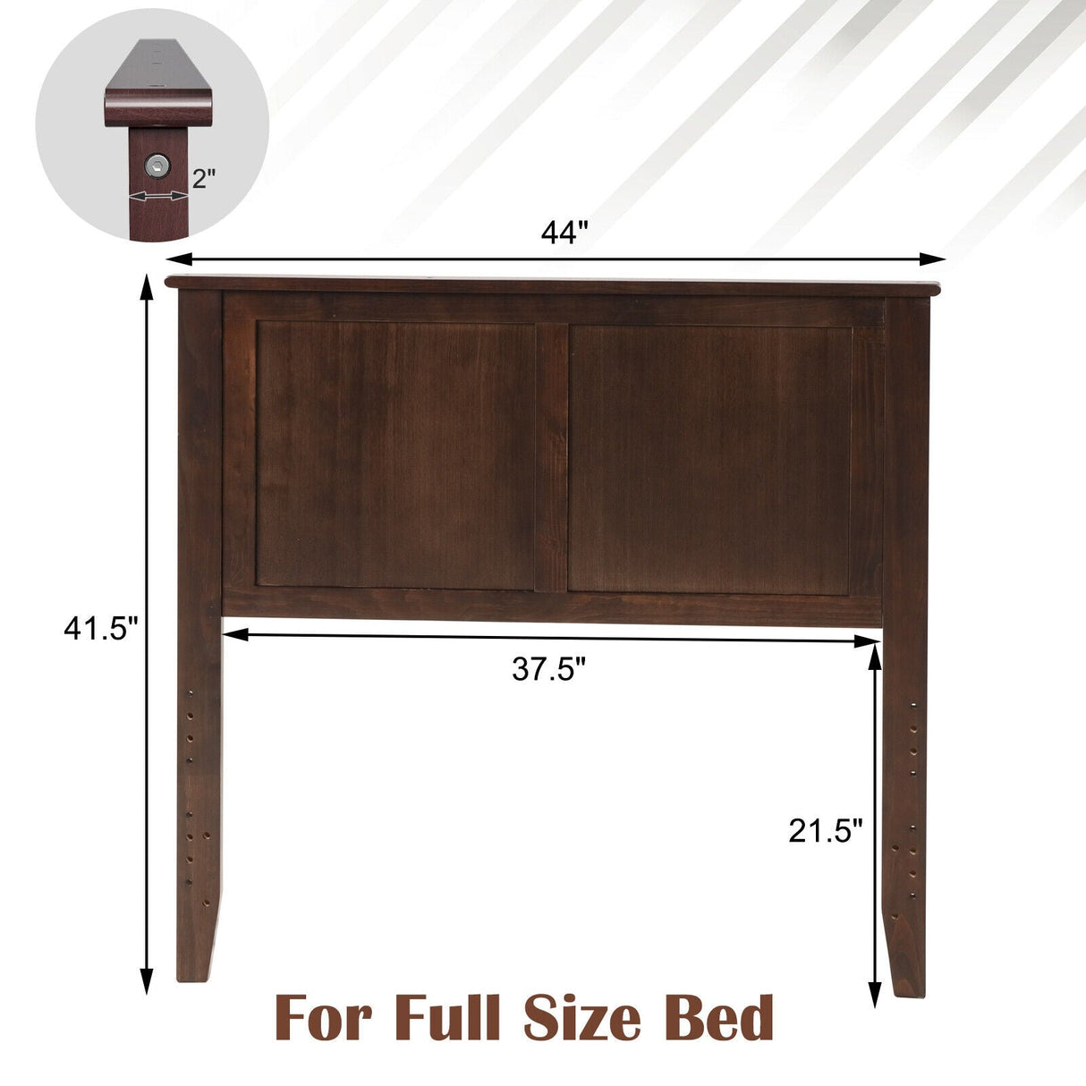 Cabecero de panel plano de madera maciza para cama individual