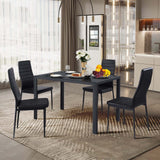 Juego de 4 sillas de comedor modernas de cuero con estructura de metal
