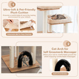 Árbol rascador para gatos de interior con plataforma y postes rascadores - Beige