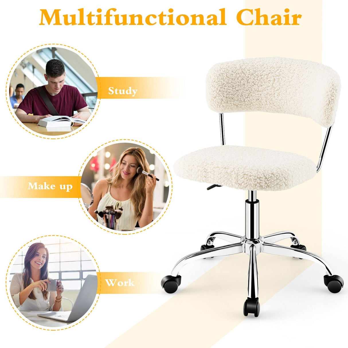 Silla de oficina Sherpa ajustable para computadora Silla giratoria para tocador