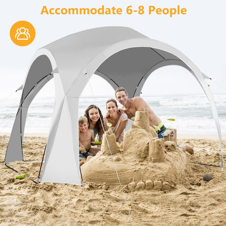 Refugio para el sol de patio de 3.35 x 3.35 metros, tienda de campaña tipo toldo, portátil, UPF 50+, para exteriores y playa - Blanco