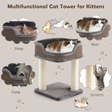 Multi-Level Cat Climbing Tree with Scratching Posts and Large Plush Perch