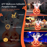 Fantasma inflable de Halloween de 6 pies con decoración de calabaza y lámpara giratoria
