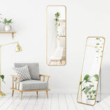 Full Length Wall Mounted Body Mirror with Free Standing Stand-Golden