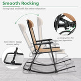 Sillón mecedora plegable liviano para exteriores con reposapiés