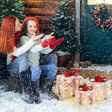 Set de 3 decoraciones de cajas de regalo navideñas iluminadas con lazos rojos