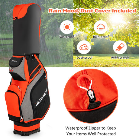 Bolsa de golf de 10.5 pulgadas con 14 divisiones y 7 bolsillos con cremallera