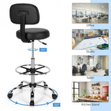 Sillón giratorio de dibujo con respaldo medio retráctil y reposapiés ajustable-Negro