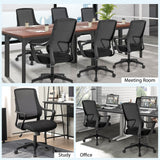 Silla Moderna de Malla Transpirable con Respaldo Curvo y Reposabrazos - Negro