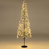 5/6/7 FT Lighted Alpine Tree with Warm White Light LED Lights Pre-lit Artificial Cedar Tree with Weighted Base
