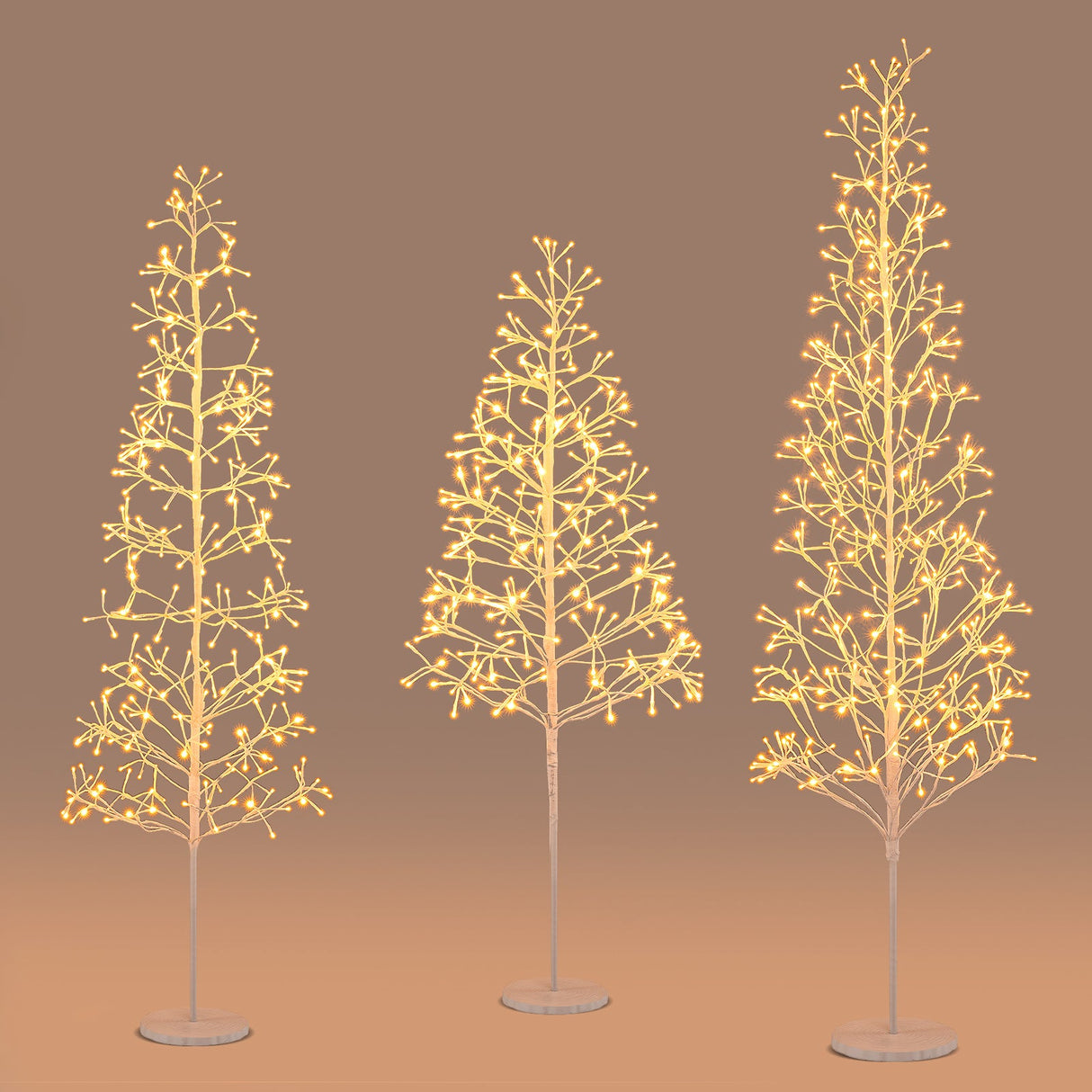 5/6/7 FT Lighted Birch Tree Pre-lit Twig Tree with 240/320/456 Warm White Light LED Lights