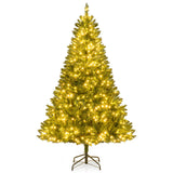 5/6/7 Feet Artificial Christmas Tree Hinged Xmas Tree with 7 Lighting Modes