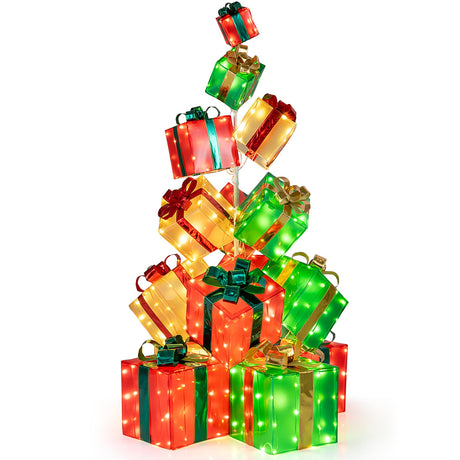 15 Cajas de regalo navideñas iluminadas con lazo y 483 bombillas LED para interiores y exteriores