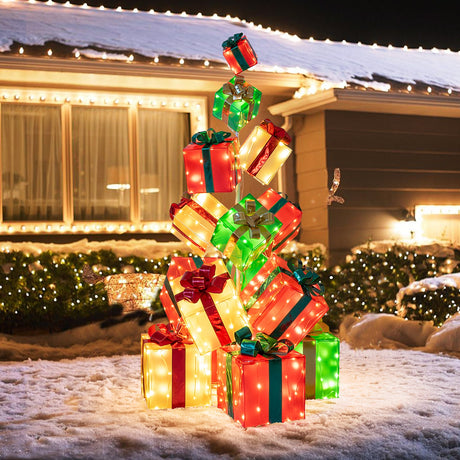 15 Cajas de regalo navideñas iluminadas con lazo y 483 bombillas LED para interiores y exteriores