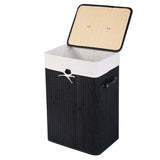 Cesto de ropa de bambú rectangular de 19 galones con asas y tapa