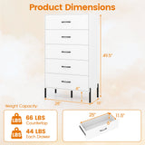 5-Drawer Modern Tall Chest of Drawers with Metal Legs-White