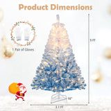 5/6/7/8 FT Artificial Christmas Tree with Warm White LED Lights and 8 Modes