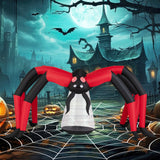 Araña inflable de Halloween para patio, araña espeluznante con ojos luminosos de túnel rojo
