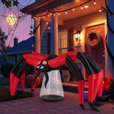 Araña inflable de Halloween para patio, araña espeluznante con ojos luminosos de túnel rojo