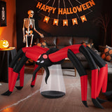 Araña inflable de Halloween para patio, araña espeluznante con ojos luminosos de túnel rojo
