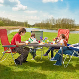 Mesa de picnic plegable de 5 pies con tablero de HDPE efecto ratán y estructura de metal resistente - Café