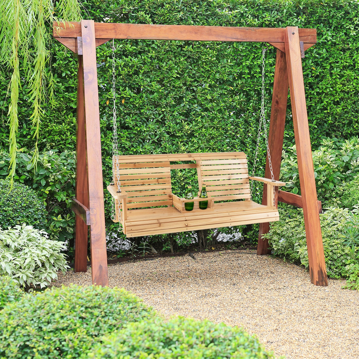 Sillón Colgante para Pórtico de 5 Pies con Cadenas Ajustables y Portavasos Plegables