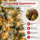 Árbol de Navidad Artificial Preiluminado de 5 pies con Luces LED de 8 Modos con Bayas