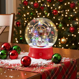 5 Ft Musical Christmas Street Lamp Snow Globe Lantern on Stand-Red