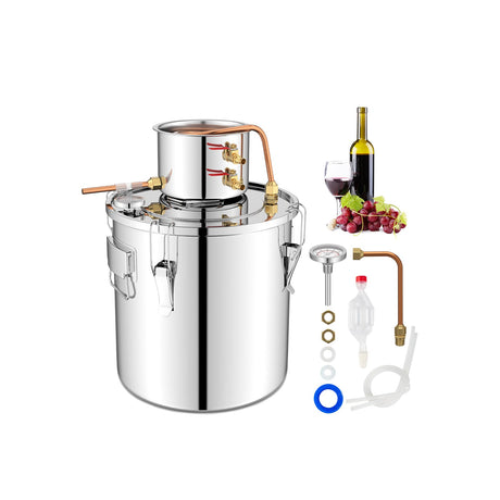 Destilador de Alcohol de 10 Galones (40 L) con 2 Ollas de Acero Inoxidable