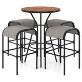Juego de mesa redonda de bar de exterior de 5 piezas con orificio para sombrilla de 1.6 pulgadas