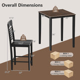 5-Piece Counter-Height Dining Table Set with Rubber Wood Frame and Footrest