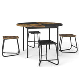 Juego de comedor de 5 piezas para 4 personas, mesa de cocina redonda de 47 pulgadas y 4 taburetes - Marrón