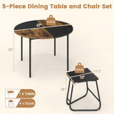 Juego de comedor de 5 piezas para 4 personas, mesa de cocina redonda de 47 pulgadas y 4 taburetes - Marrón