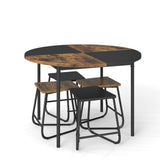 Juego de comedor de 5 piezas para 4 personas, mesa de cocina redonda de 47 pulgadas y 4 taburetes - Marrón