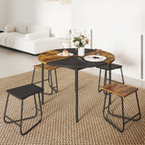 Juego de comedor de 5 piezas para 4 personas, mesa de cocina redonda de 47 pulgadas y 4 taburetes - Marrón