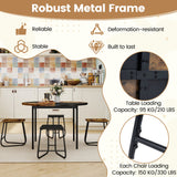 Juego de comedor de 5 piezas para 4 personas, mesa de cocina redonda de 47 pulgadas y 4 taburetes - Marrón