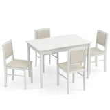 Juego de comedor de 5 piezas para 4 personas con patas de madera de caucho para comedor pequeño