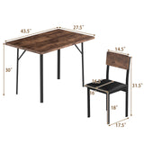 Juego de comedor de 5 piezas para 4 personas, mesa de cocina industrial y 4 sillas de cuero PU-marrón