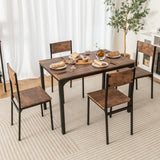 Juego de mesa de comedor de 5 piezas, mesa y sillas de cocina estilo industrial para 4 personas
